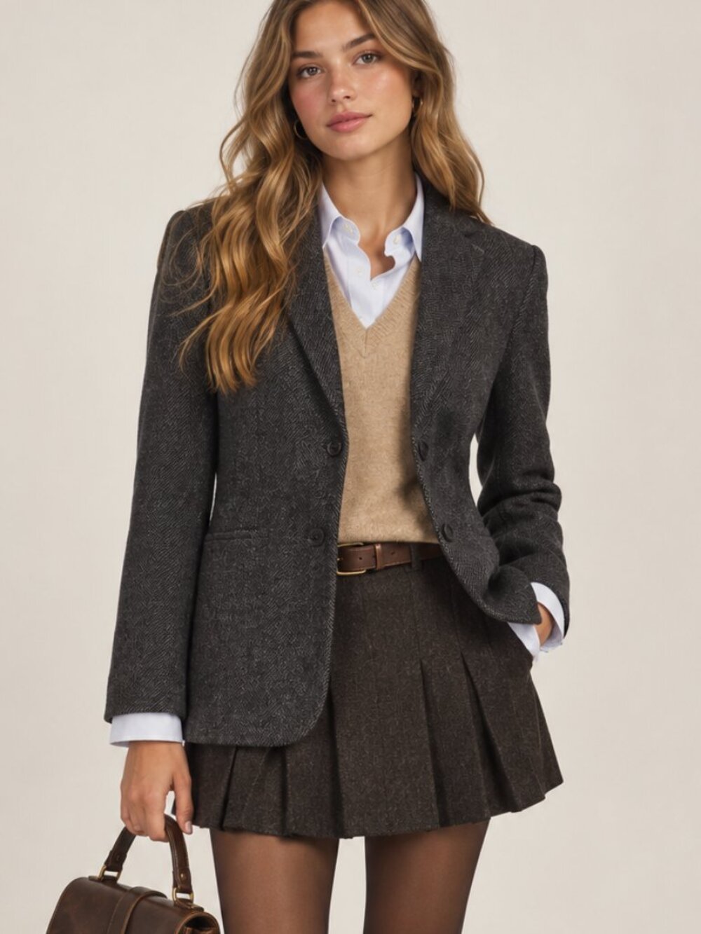 Vince Charcoal Herringbone Blazer Fitted Suit Coat 2 XS Gray Silk Wool Cashmere